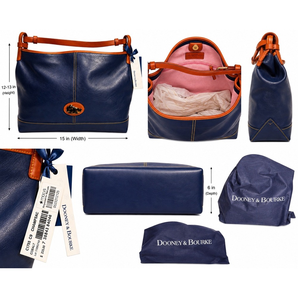 Dooney & Bourke Champsac Cobalt Blue Leather Hobo Bag C1755 C9 NWT - Picture 5 of 6